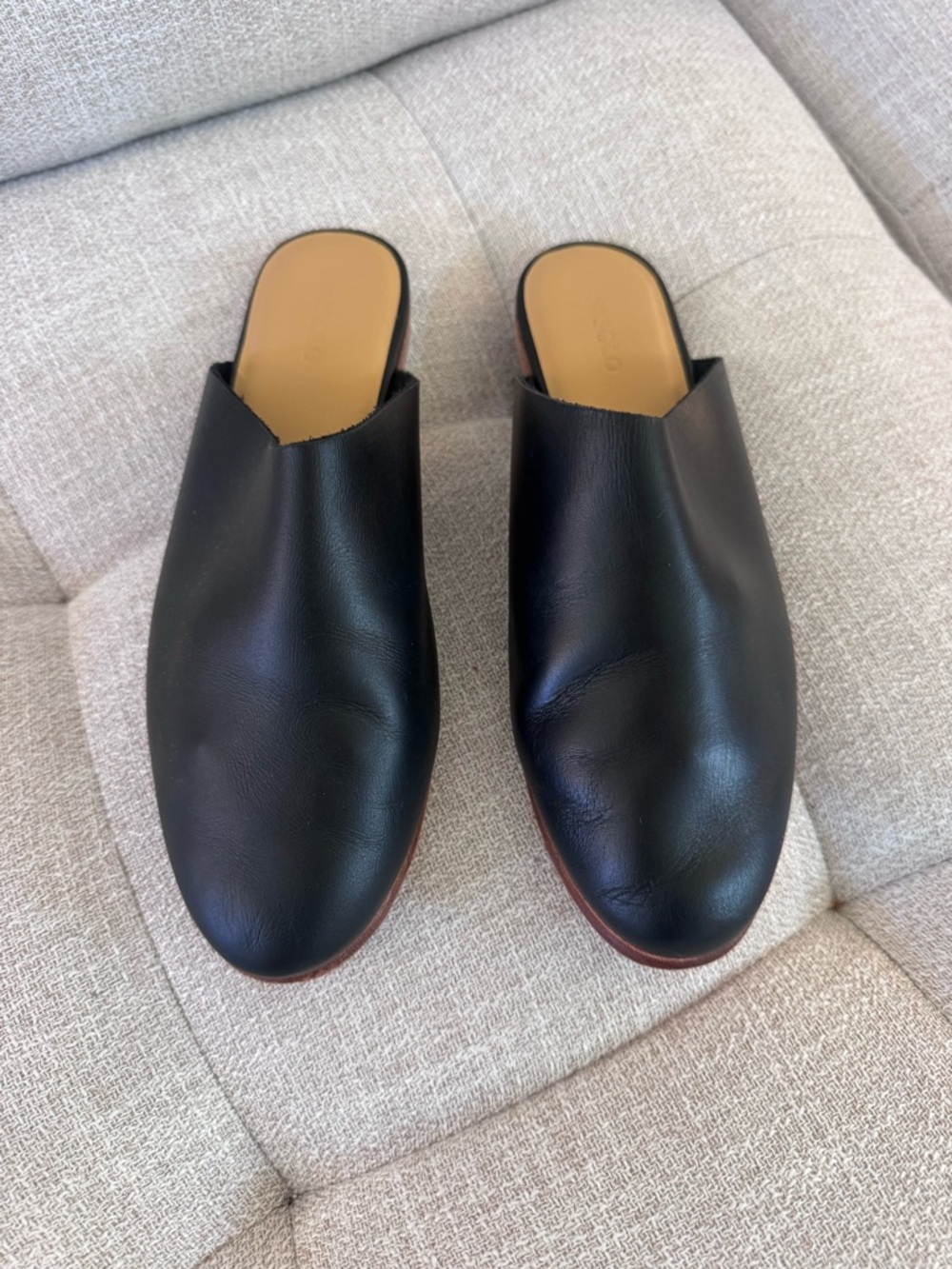 Nisolo Black Leather Slip On Mule Flats Women’s 7.5 Minimalist